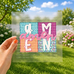 Amen DTF Transfer | Faux Patch Leopard Checkered Floral DTF | Trendy Religious Ready to Press