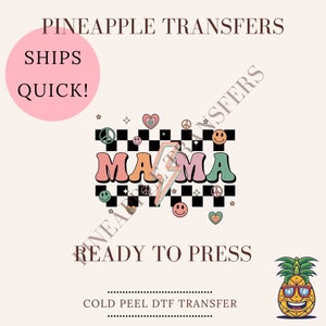 Mamá (a cuadros) / Transferencias DTF / Listo para imprimir Transferencia directa a película / Envío rápido / Maternidad DTF / Haz tus propias camisetas gráficas