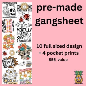 Mental Health Premade Gangsheet | DTF transfers | Ready to press Direct to film Transfer | Quick shipping | Pre made gang sheet