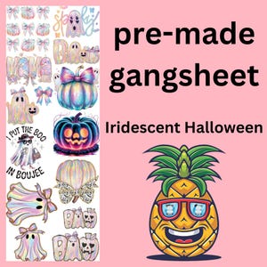 Iridescent Halloween premade gangsheet | DTF transfers | Ready to press Direct to film Transfer | Quick shipping | Pre made gang sheet