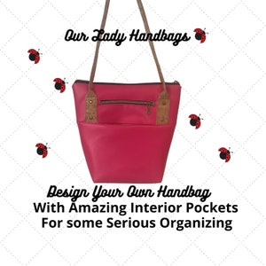 Bolso de hombro o crossbody de vinilo de corcho o marino: diseñe su propio bolso de mano con superorganizador multibolsa