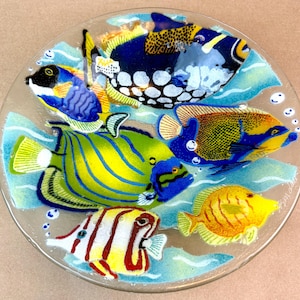 Peggy Karr ペギーカー フュージドガラス プレート アジサイ 皿 Peggy Karr Glass Fish - Etsy