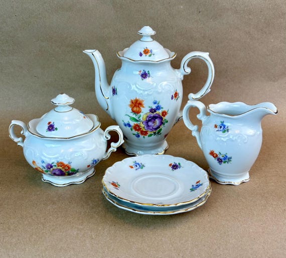 Vintage Schumann Bavaria Germany US Zone 7 Piece Floral China