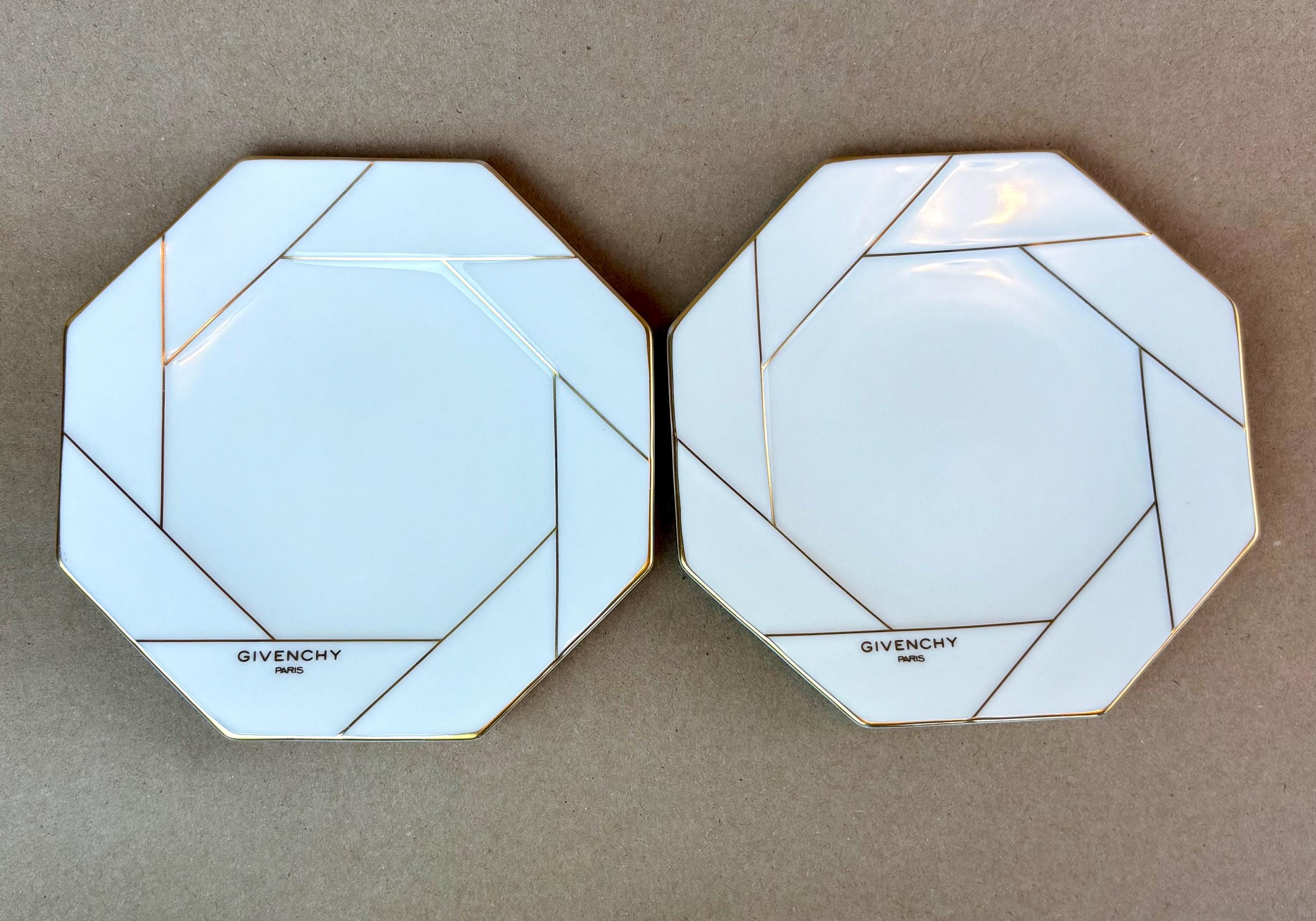 Givenchy Paris Yamaka Japan Plate: Ivory & Gold Geometric Hors D