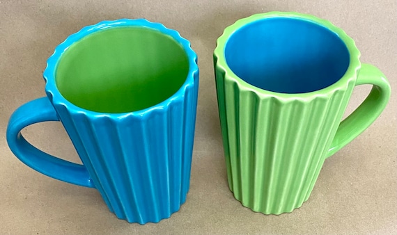 Set of Two (2) Barnes and Noble Coffee Mugs by Tag, Blue and Green - Etsy