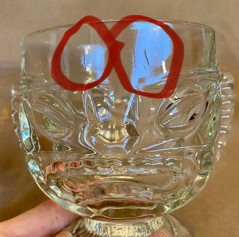 Set of Two 2 Disney World Polynesian Village Tiki Glass Mugs Happy Mad