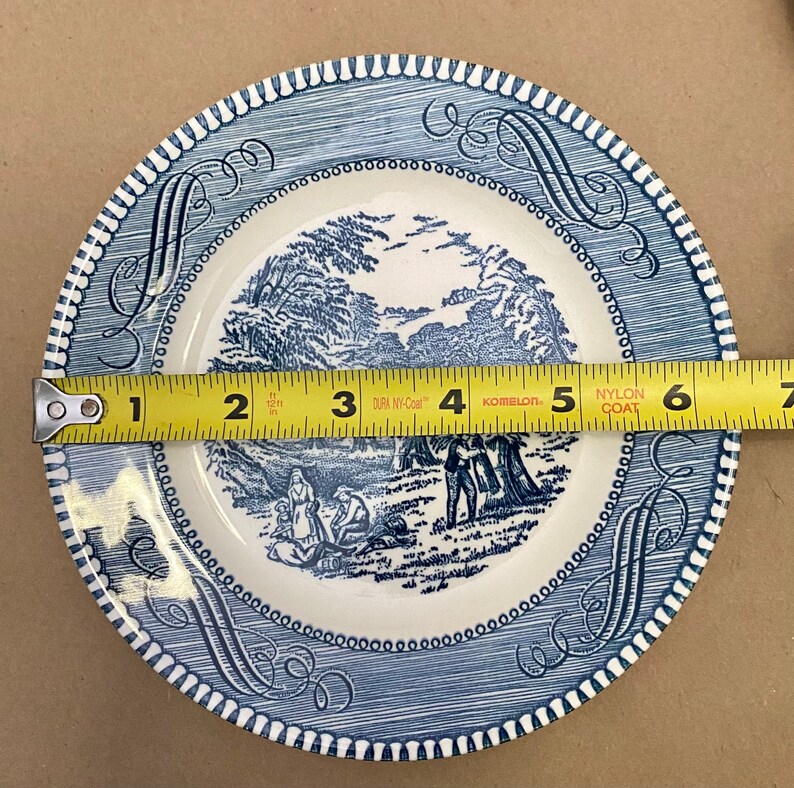 Set of 5 Vintage Currier & Ives Blue and White Bread Plates Etsy
