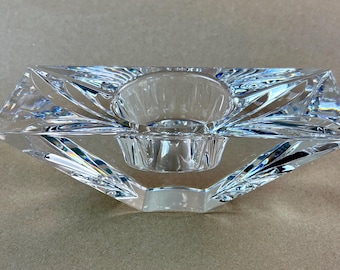 Vintage Royal Limited Crystal Candlestick Holder: Geometric Art Deco Design