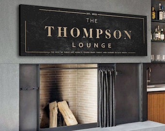 Lounge Sign, Custom Lounge Sign, Personalized Lounge Sign, Living Room Décor,  Large Modern Canvas Wall Art, Family Last Name Customized