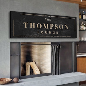 Lounge Sign, Custom Lounge Sign, Personalized Lounge Sign, Living Room Décor,  Large Modern Canvas Wall Art, Family Last Name Customized