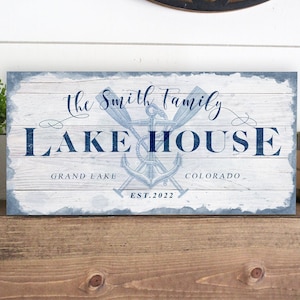 Personalized Lake House Sign, Watercolor Lake House Wal Art, Custom Lake House Wall Art, Lake Life Sign, Modern Lake House Décor,