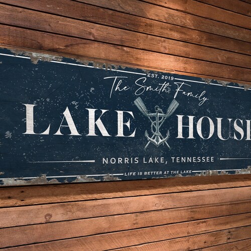 Lake House Sign Personalized Custom Lake House Décor Sign Etsy
