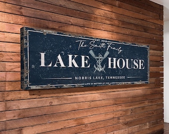 Lake House Sign Personalized, Custom Lake House Décor, Sign For Lake House, Family Last Name Sign, Cabin Sign, Life is Better At the Lake