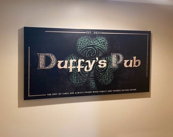 Irish Pub Sign, Personalized Irish Bar Sign, Shamrock Art, Custom Bar Sign