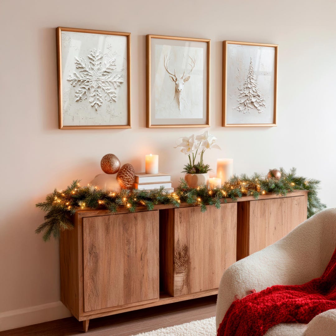 Neutral Christmas Wall Art Set of 3: Winter Wonderland Prints ...