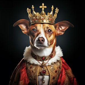 Custom Dog Portrait - Royal Pet Portrait in Renaissance Style, Framed Art Gift for Pet Owners & Dog Lovers
