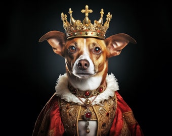 Custom Dog Portrait - Royal Pet Portrait in Renaissance Style, Framed Art Gift for Pet Owners & Dog Lovers