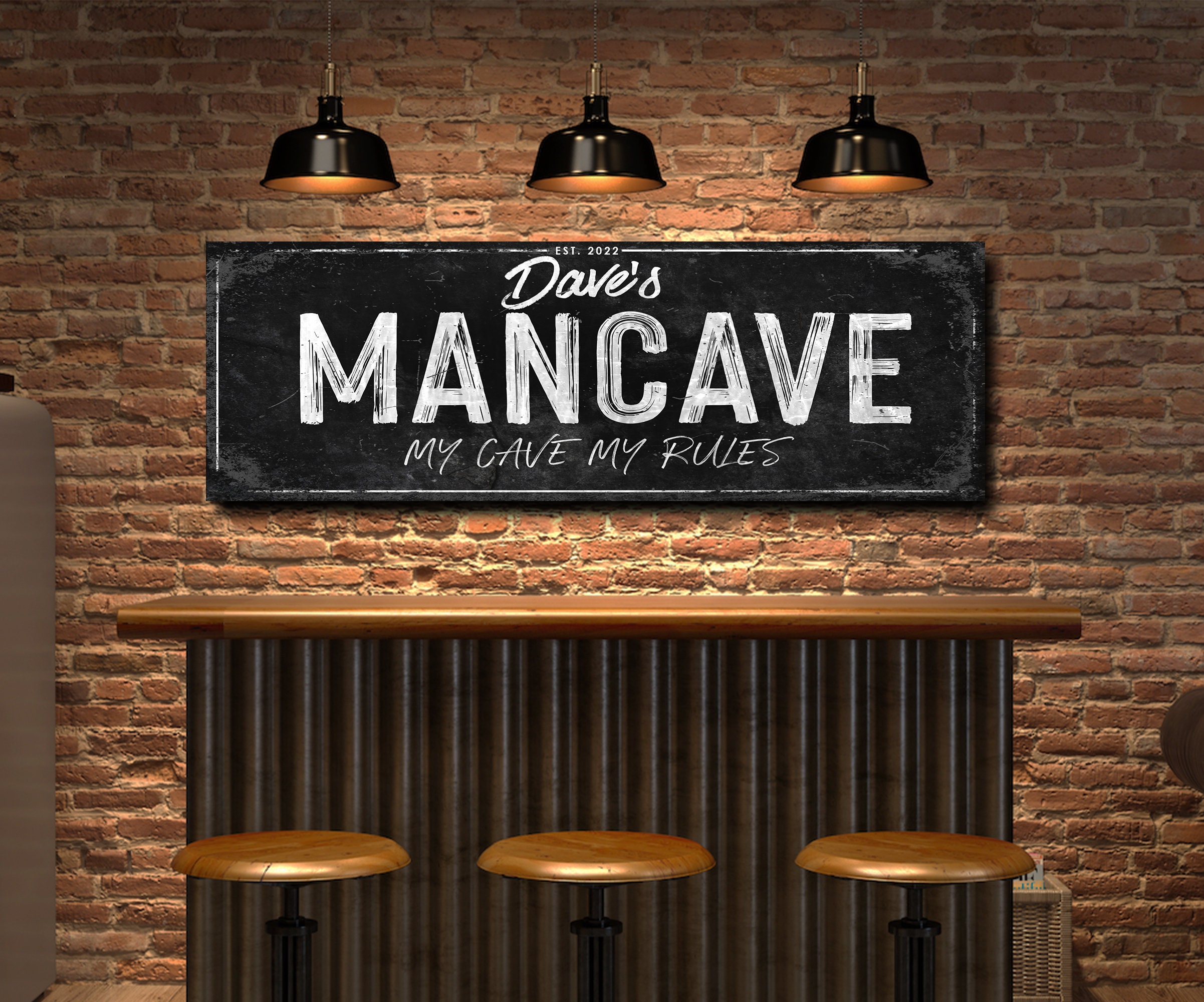 INDIGOS UG - Adesivo – Sicurezza – Avviso – Funny Sign MAN CAVE RULEs fathers day present house, dad, son, grandad shed 30 x 20 cm – Adesivi per