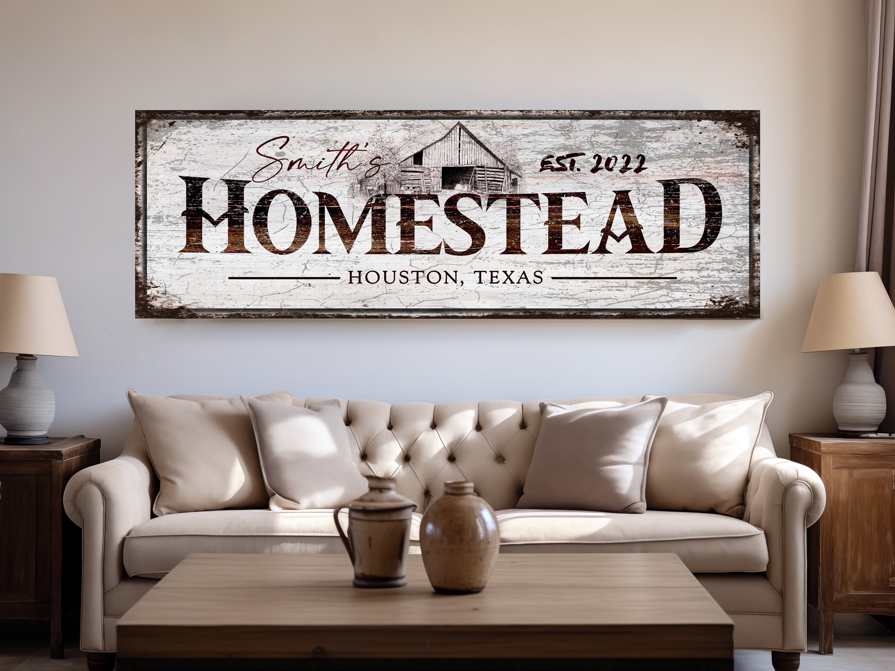 Rustic Homestead Sign, Personalized Homestead Wall Hanging, Custom ...