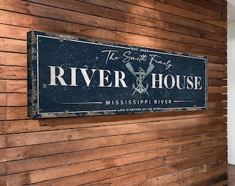 River House Sign Personalized, Custom River House Décor, Sign For River House, Family Last Name Sign, Cabin Art, Life is Better On the River