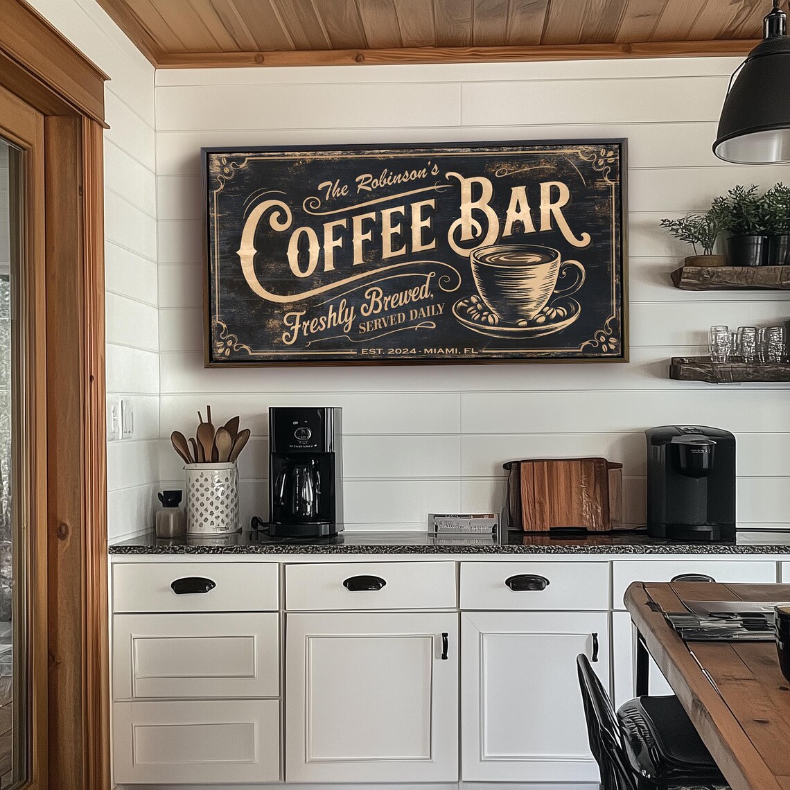 Java Coffe Bar Sign Vintage Coffee Bar Sign, Personalized Retro Cafe Decor, Kitchen Wall ...
