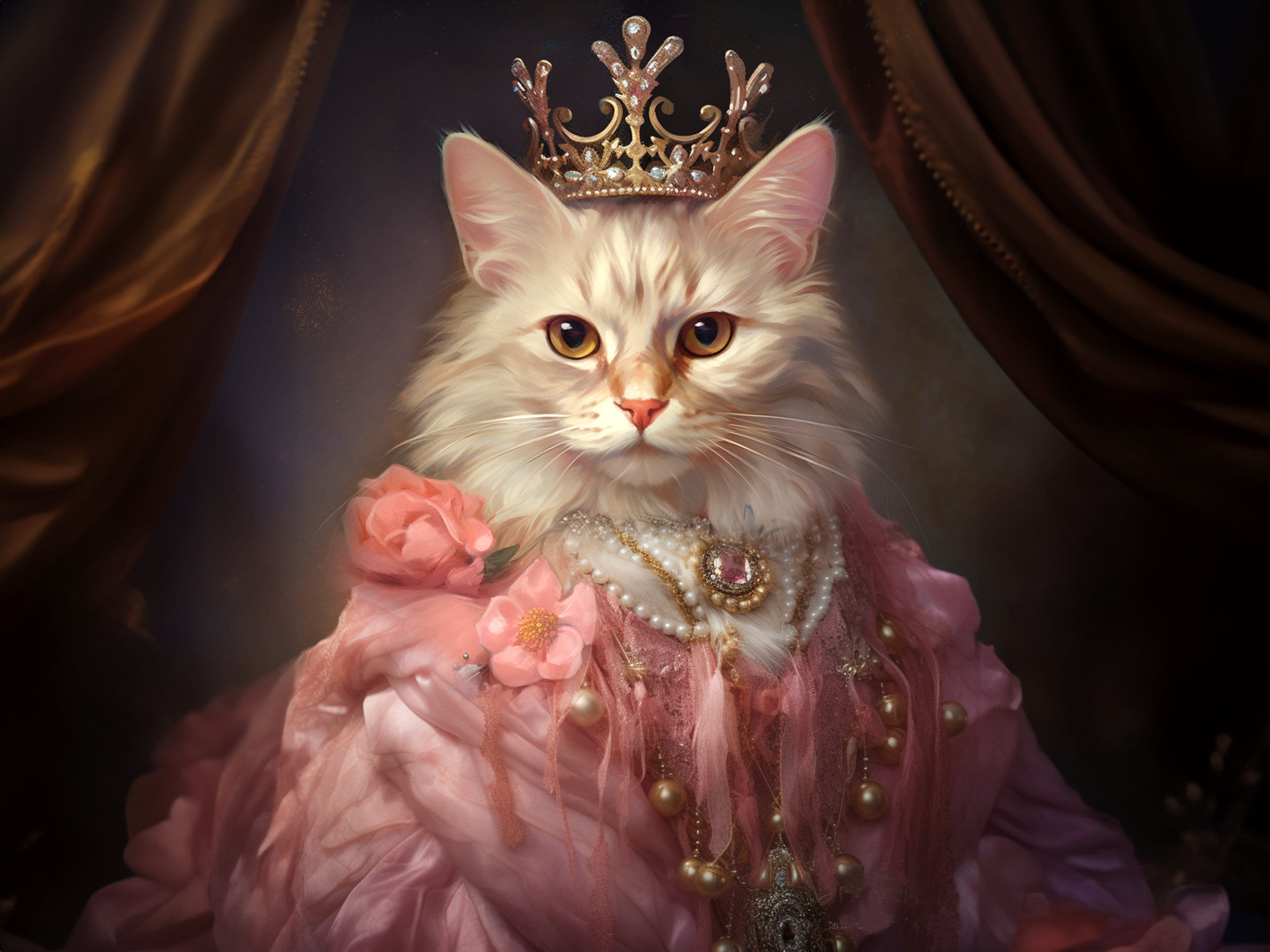Custom Pet Portrait, Princess Pet Painting, Personalized Pet Art, Queen Pet Artwork, Canvas Pet Portraits, Renaissance Cat Portrait, Dog Art