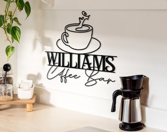 Metal Coffee Wall Art For Home, Personalized Coffee Bar Sign, Custom Kitchen Decor, Coffee Bar Ideas, Coffee Bar Wall Sign