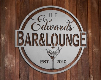 Metal Bar & Lounge Sign, Outdoor Metal Bar Sign Custom, Personalized Round Sign for Bar, Customized Bar Wall Art, Modern Pub Sign