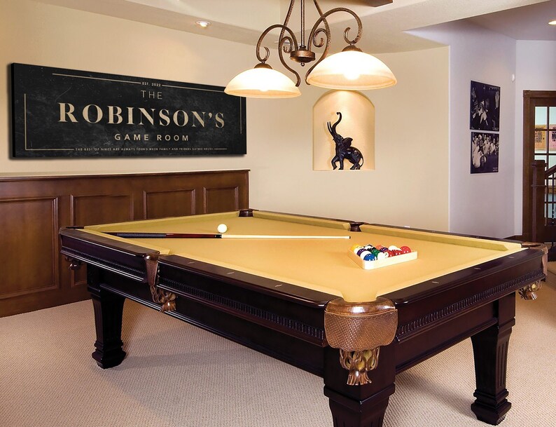 Custom Game Room Sign Huge Black Canvas Wall Art Etsy