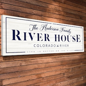 River House, Custom River House Sign, River House Décor Personalized, Modern Farmhouse Wal Art, Large Canvas Hanging, River Life