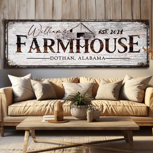 Rustic Farmhouse Sign, Huge Farm Sign, Custom Family Name Farmhouse Sign, Large Canvas Homestead Sign, Personalized Canvas Homestead Decor