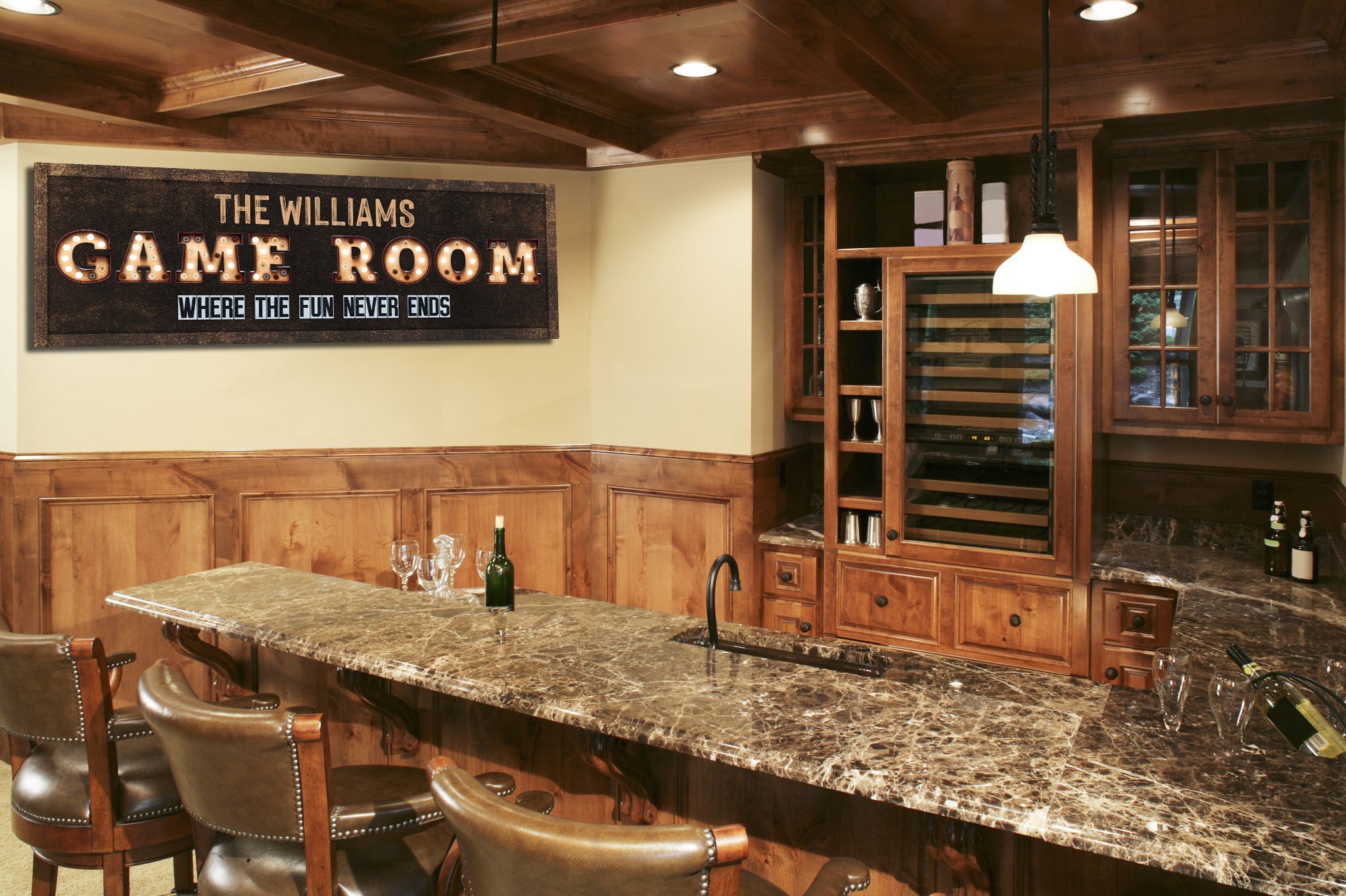Rustic Game Room Sign, Personalized Family Last Name, Customized Man ...