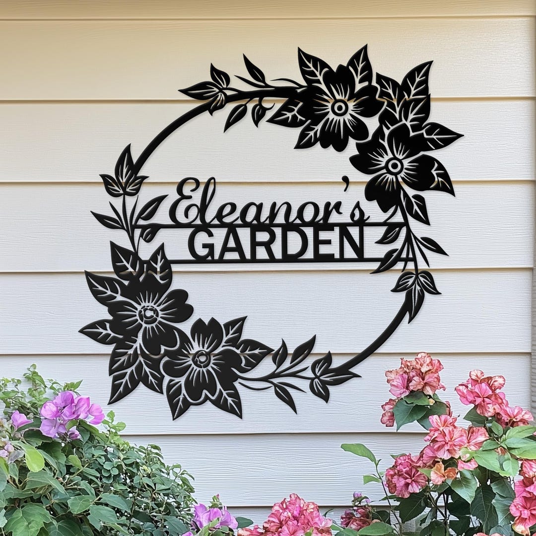 Custom Metal Garden Sign,flower Sign, Outdoor Sign, Backyard Design ...