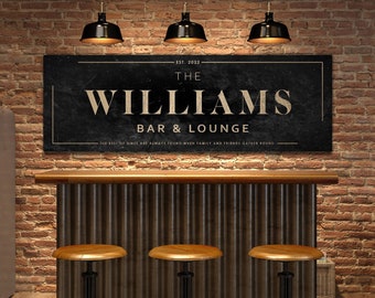 Custom Bar & Lounge Sign, Customized Bar Sign, Home Bar Sign, Large Canvas Pub Wall Art, Man Cave Sign, Old Pub Signs, Bar Sign Personalised