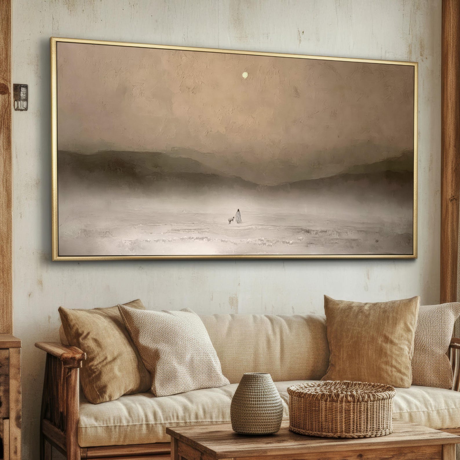 Jesus Leaves the 99 Wall Art, - 48x24 Inches, Stretched Canvas