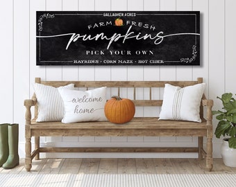 Black Pumpkin Sign, Personalized Fall Family Sign, Pick Your Own, Customized Pumpkin Farm Sign, Family Name, Custom Pumpkin Patch Wall Art