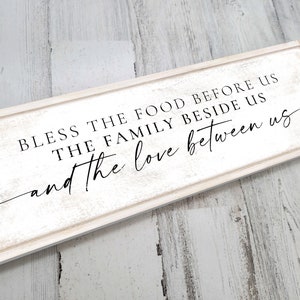 Bless The Food Before Us Sign, The Family Beside Us And The Love Between Us, Modern Farmhouse Décor, Rustic Canvas Wall Art, Kitchen Quotes