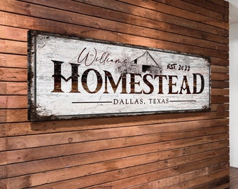 Rustic Homestead Sign, Personalized Homestead Wall Hanging, Custom Family Name Homestead Sign, Large Canvas Homestead Sign, Homestead Gifts