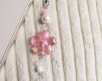 Sakura Phone Charm: Japanese Cherry Blossom, Aurora Flower Keychain