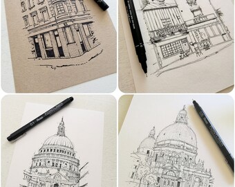 Custom House Portrait | Original Pen & Ink Drawing of your House | House Illustration | Apartment/ Building Pen Sketch, 1st Home Gift