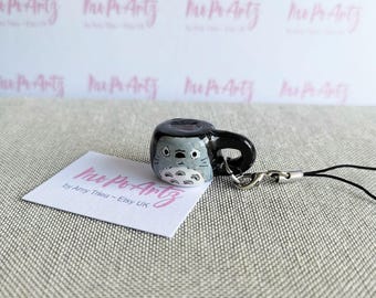 Handmade Totoro Clay Mug Phone Charm: Studio Ghibli Keychain