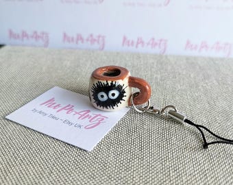 Handmade Soot Sprite Clay Mug Phone Charm: Studio Ghibli Inspired