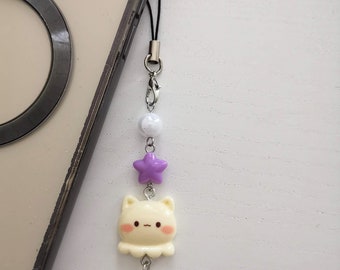 Breloque pour téléphone pieuvre chat kawaii, porte-clés étoile en résine