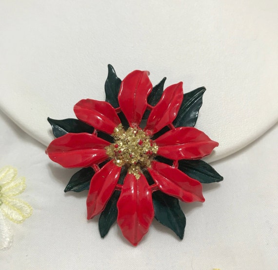 Spilla Fiore Rosso A Pois Con Bottone Blu Per Bambina Fatta A Mano - Foto 10