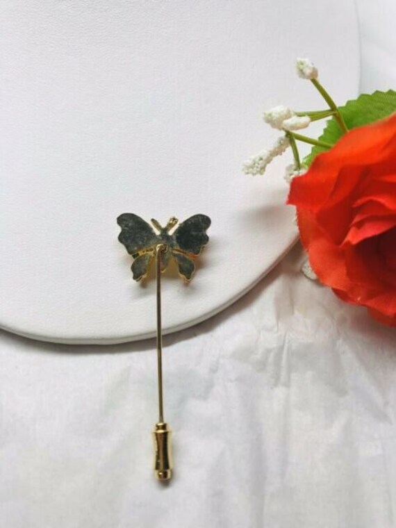 Vintage Butterfly Stickpin Goldtone Filigree 3D T… - image 5