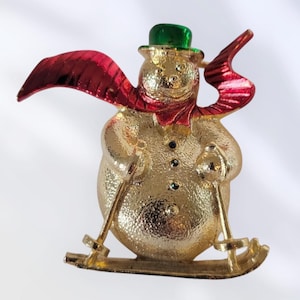 Vintage Schneemann Brosche Pin signiert Gerry’s Christmas Holiday Schmuck Circa 1970er Jahre