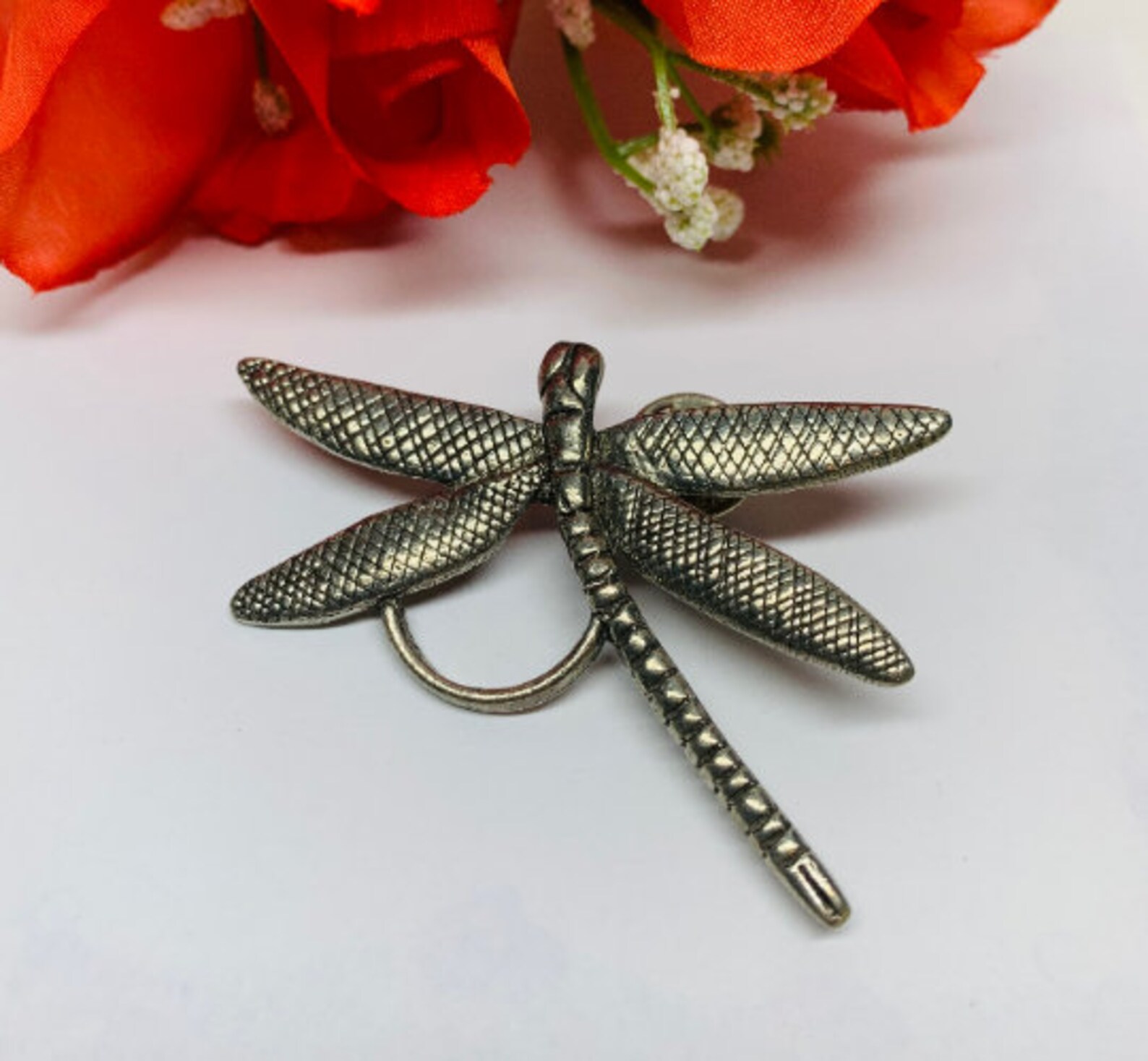 Pewter Dragonfly Badge ID Eyeglass Holder Pin Dont Lose Etsy
