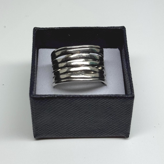 Silvertone Stacked  Statement Ring   Size 7.5 - image 1