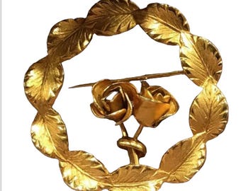 Giovanni Mid Century Vintage Matte Gold Tone Flower Brooch  display picture 3