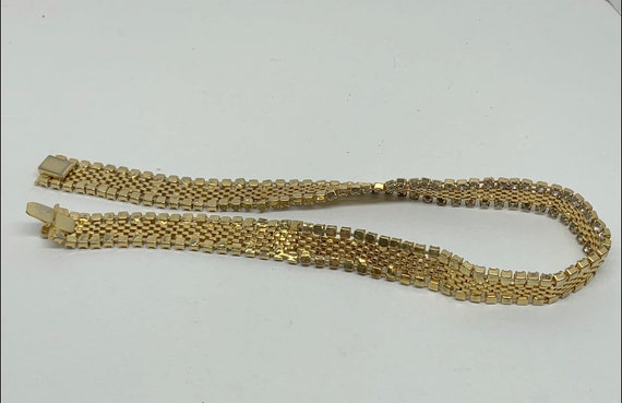 Vintage 14.75” Goldtone Mesh Necklace With Rhines… - image 6